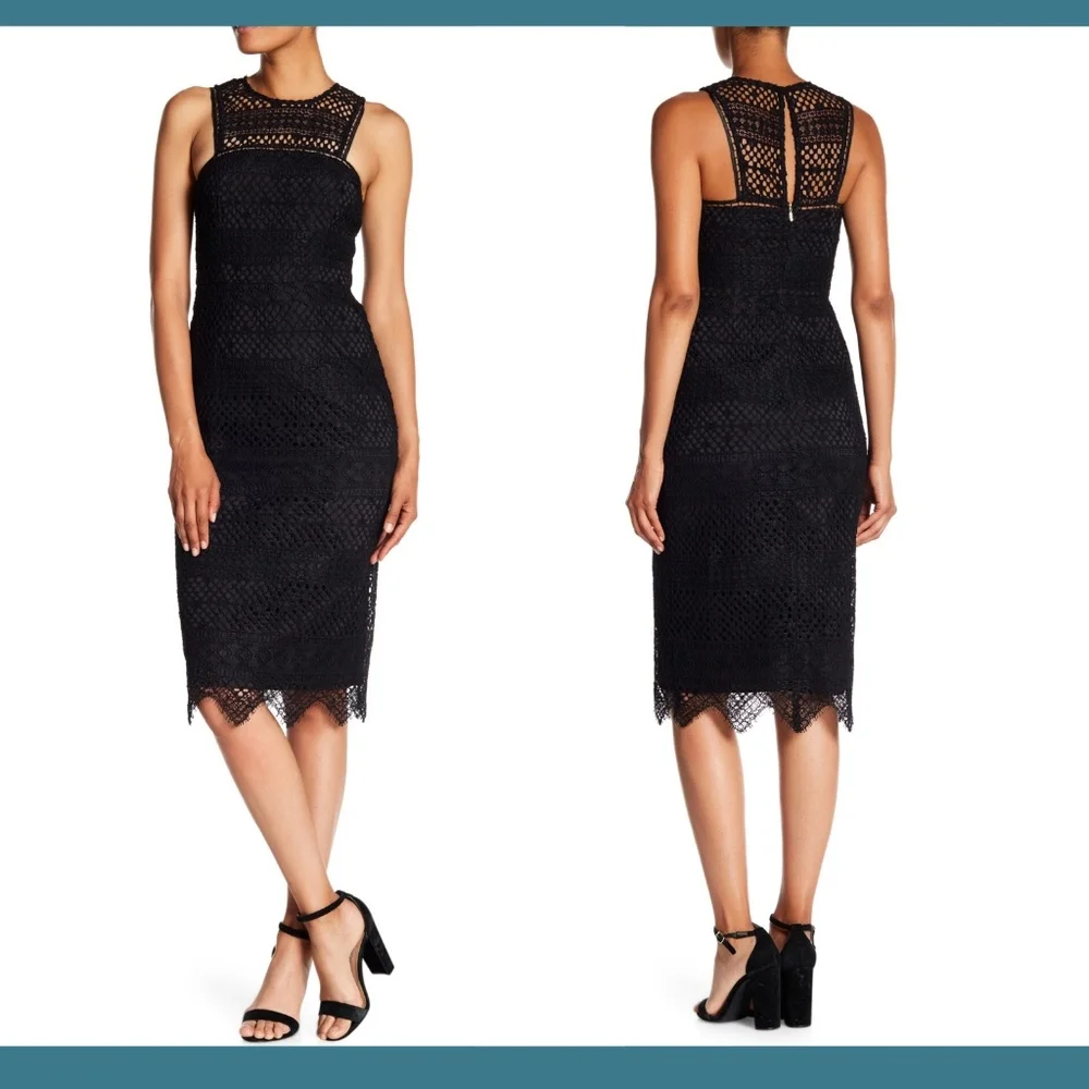 NWT $348 Trina Turk Vitality Crochet Knit Dress‎ in Black [SZ 4 ]